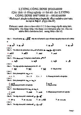 30 câu hỏi trắc nghiệm Giải tích 12 - Lương Công Dinh